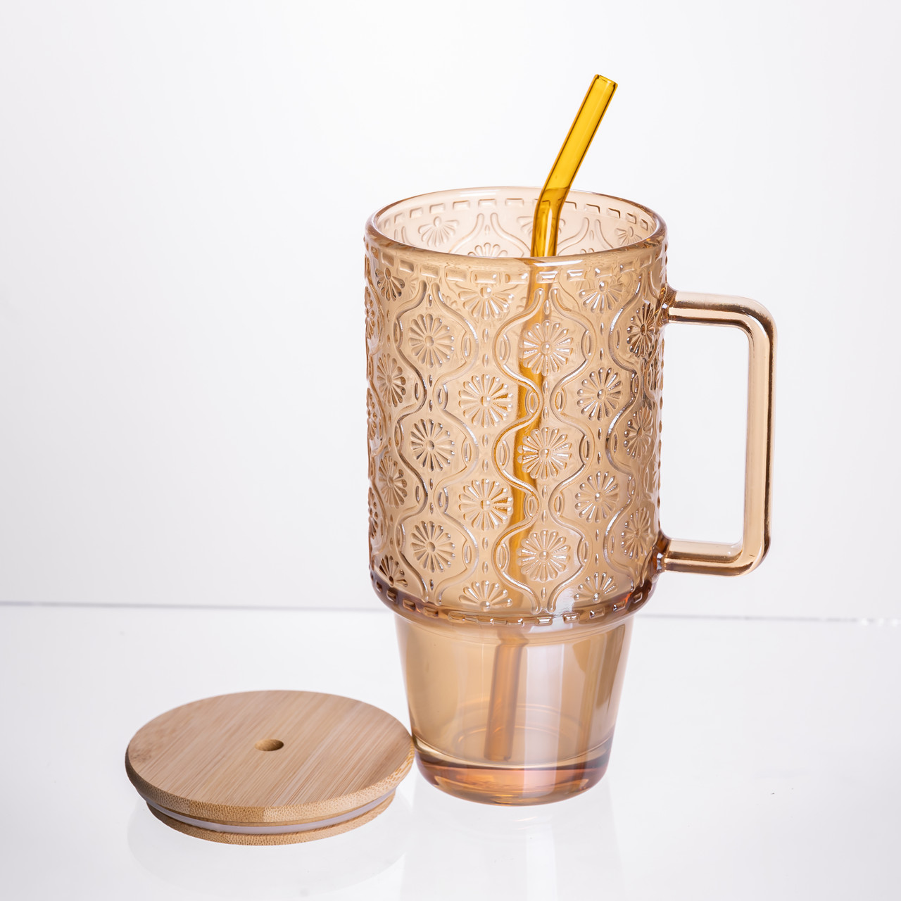 Скляна чашка з кришкою і трубочкою 750 мл Коричнева HP-19-50NR_HP-19-50NR_Milantium_2