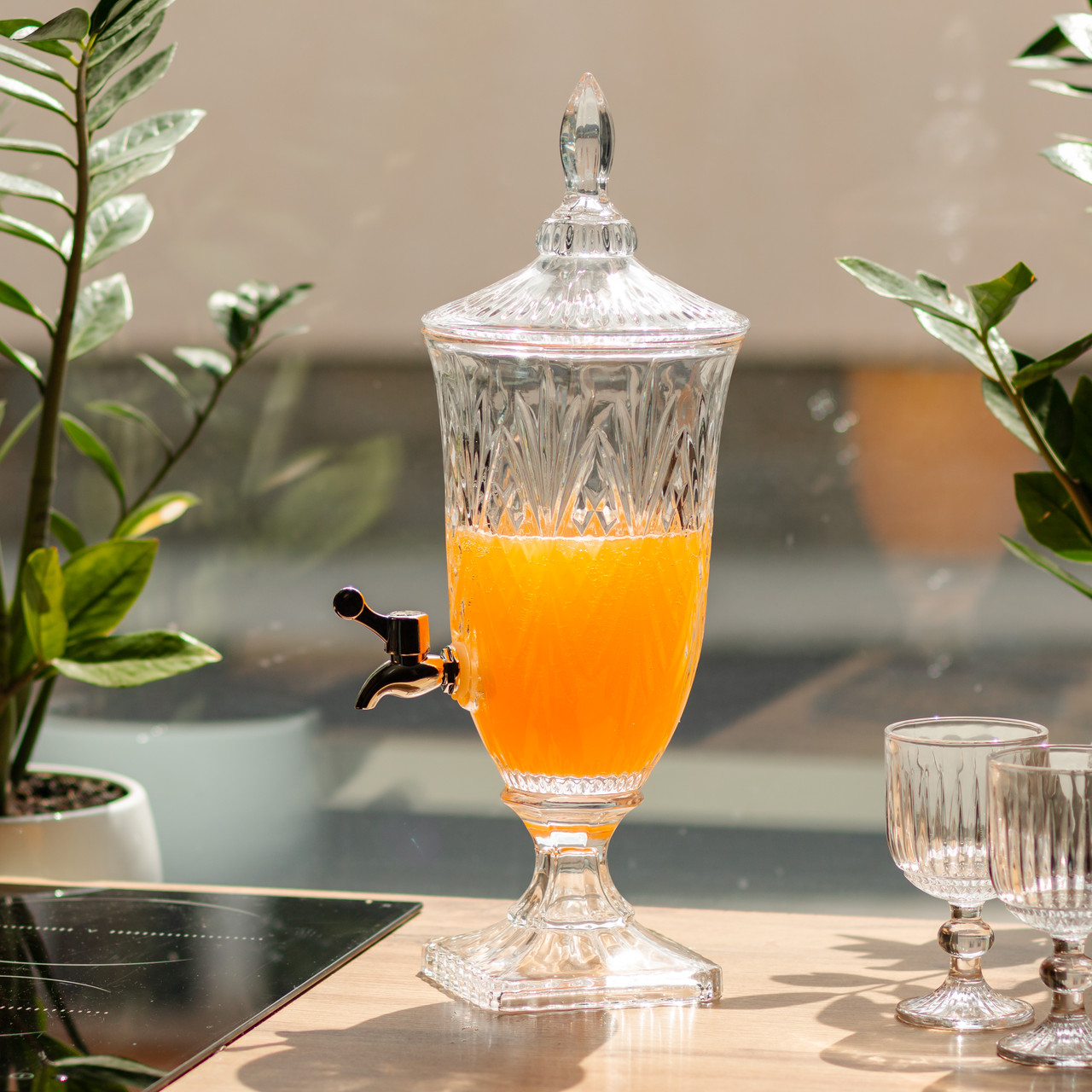 Лимонадниця з краном на ніжці скляна для напоїв 2 л 46 см HP-19-15 – купити в Україні недорого