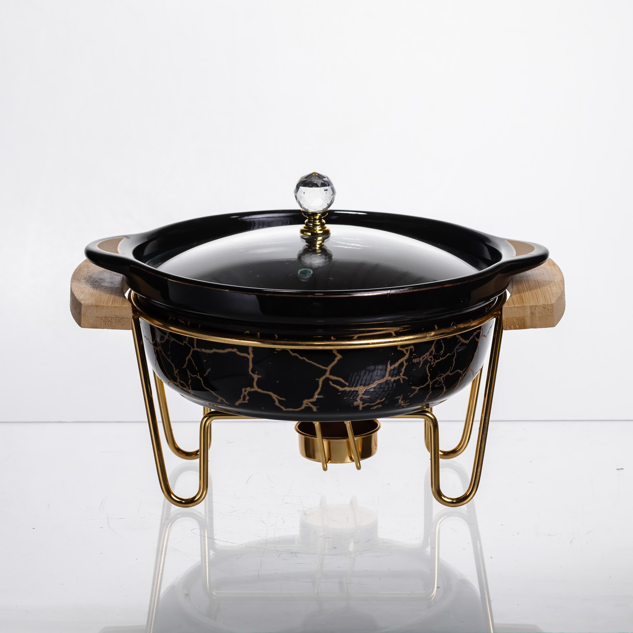 Марміт порцеляновий настільний круглий 800 (мл) мармітниця з підігрівом Зелений мармур LC-716 – купити в Україні недорого