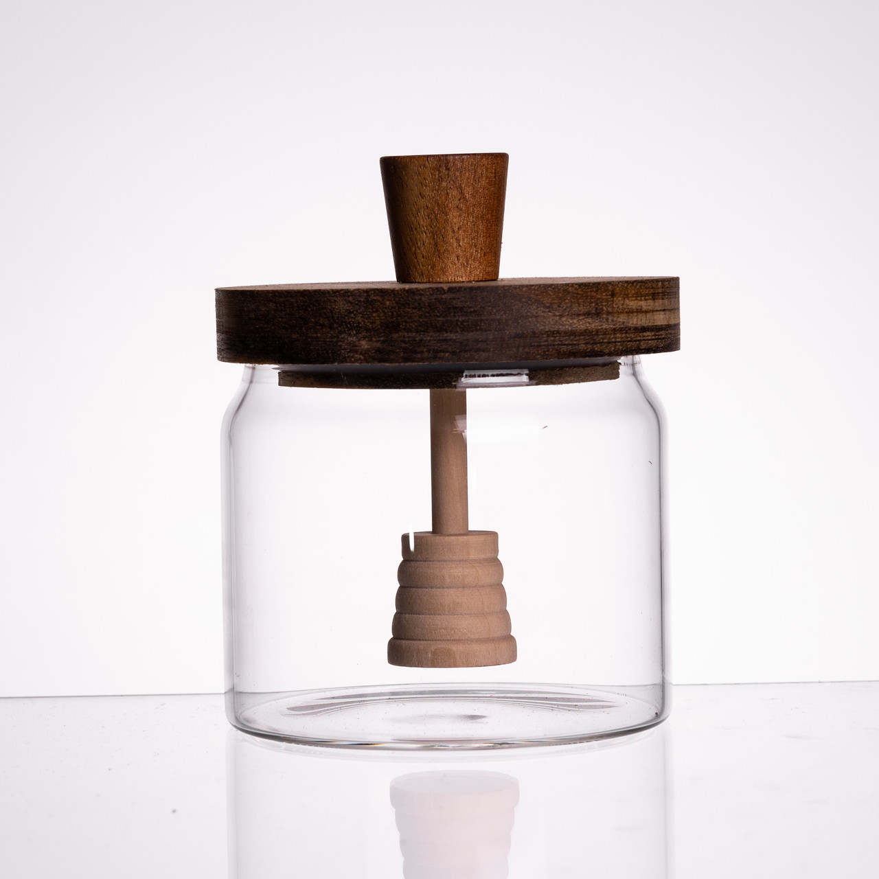 Медовниця скляна з кришкою та ложкою 400 (мл) медовниця баночка для зберігання меду 64486-1 – купити в Україні недорого