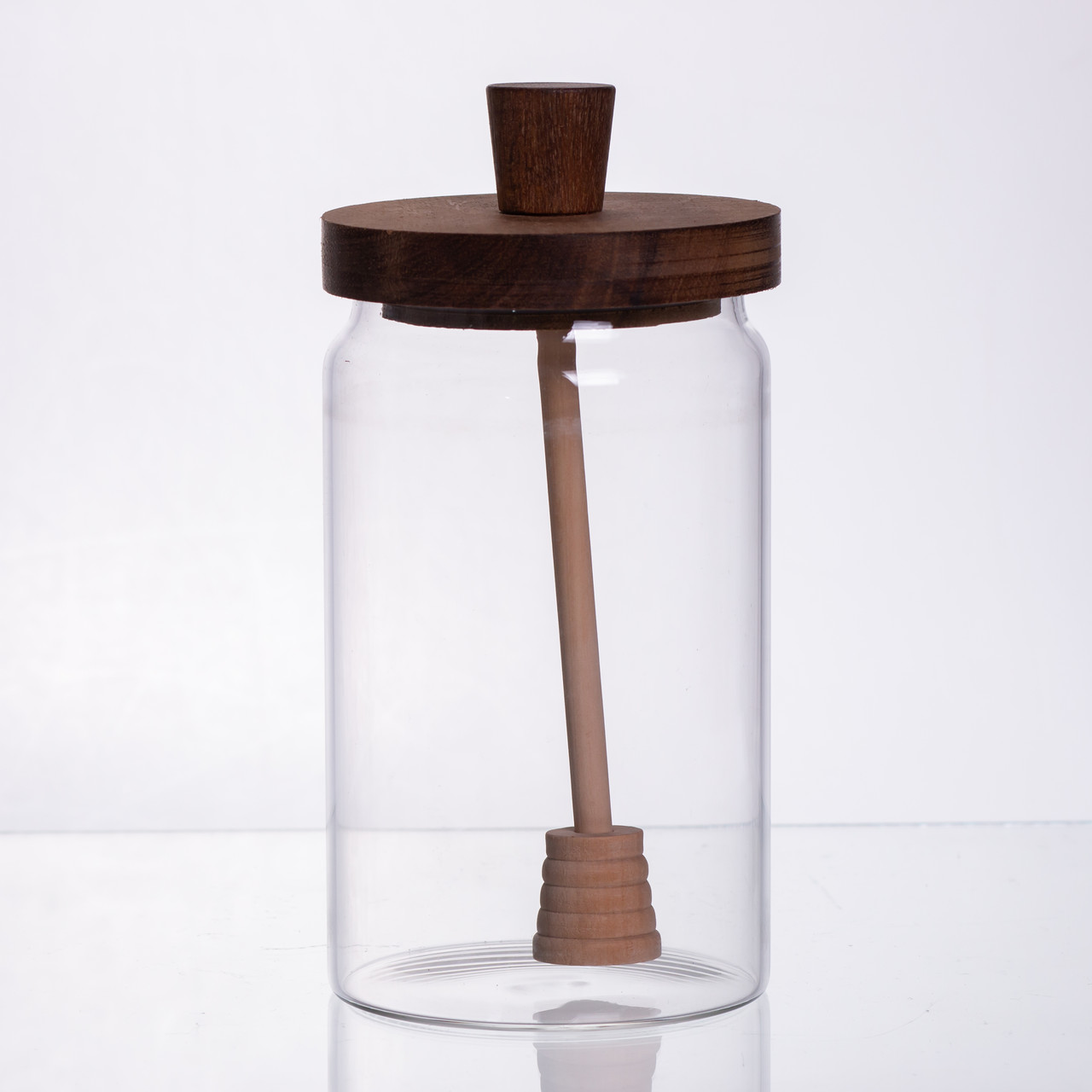 Медовниця скляна з кришкою та ложкою 900 (мл) медовниця баночка для зберігання меду 64486-3 – купити в Україні недорого