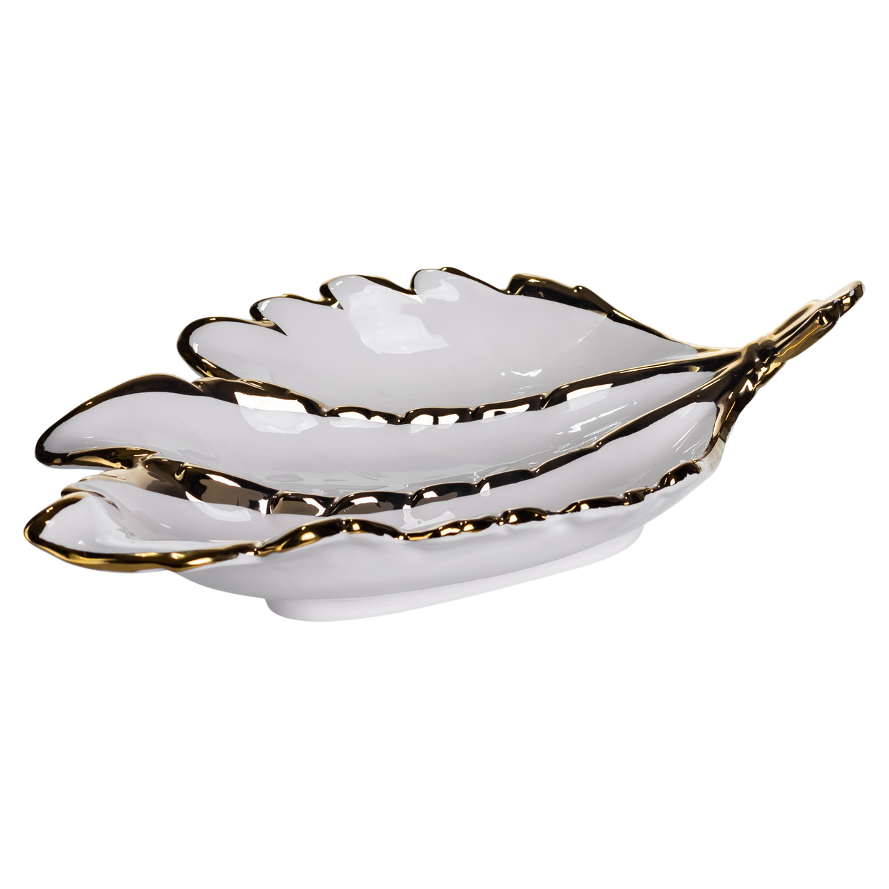 Менажниця порцелянова на 3 секції для закусок 40×25×7.5 (см) тарілка менажниця Білий із золотом ZBSY-16_ZBSY-16_Milantium_3