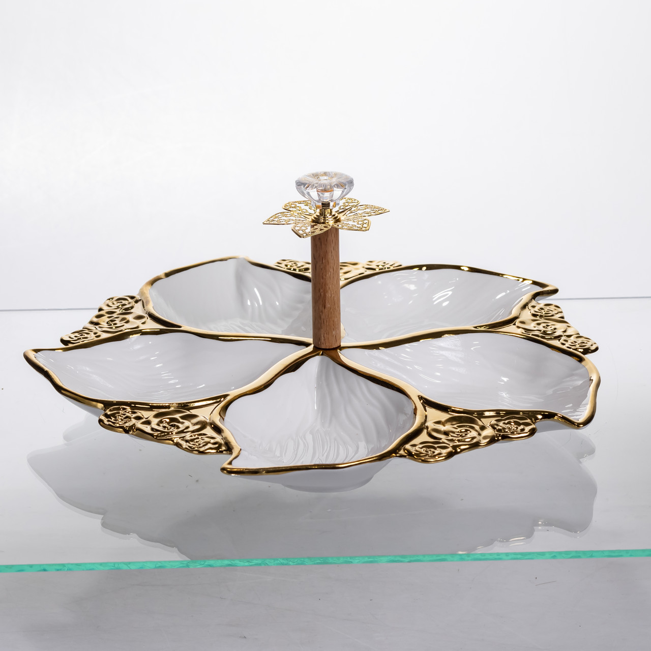 Менажниця порцелянова на 5 секцій для закусок тарілка менажниця 30×30×13 (см) менажниця з ручкою WX918-44_WX918-44_Milantium_2