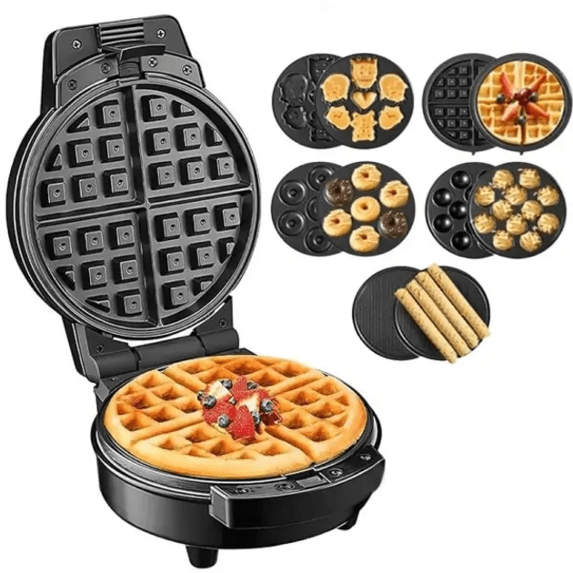 Мультипекар Sokany SK-08105 5 в 1 600 Вт з антипригарними панелями: для вафель, коржів, пончиків, горішків, фігурного печива – купити в Україні недорого