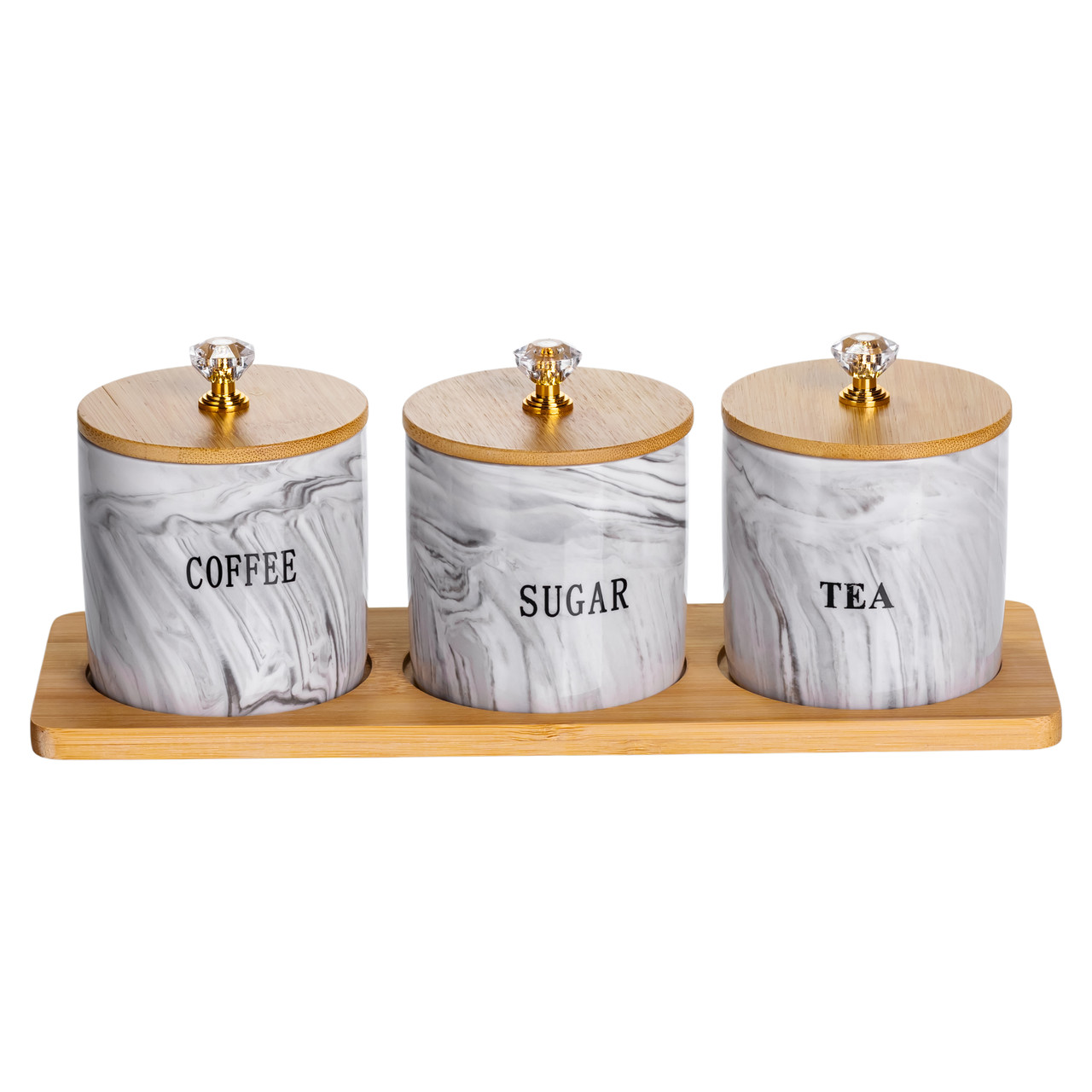 Набір порцелянових банок для сипучіх на підставці 3 шт. к 250 (мл) для чаю кави цукру Сірий SCT-664 – купити в Україні недорого