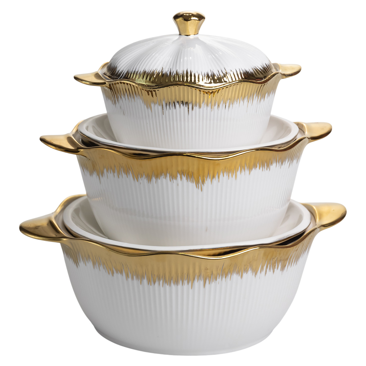 Набір супниць порцелянових 3 (шт) 0.8/1.8/2.5 (л) з позолотою XYL216-4A_XYL216-4A_Milantium_1