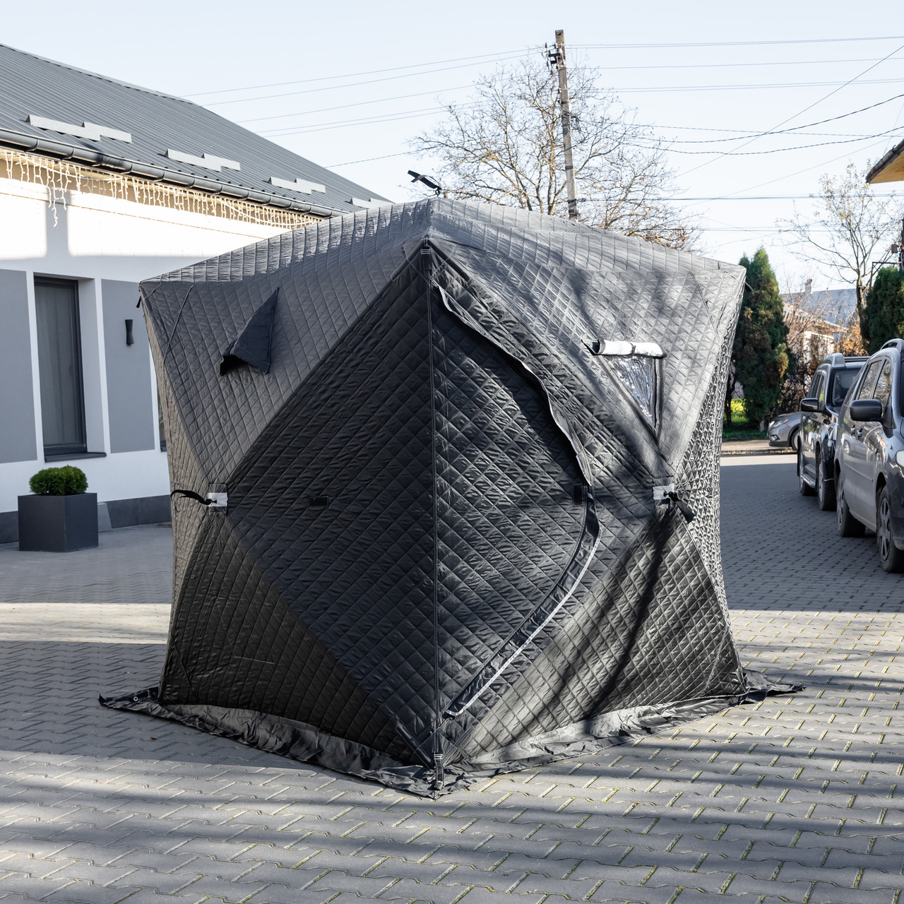 Намет зимовий утеплений “Куб” (3-місний 210х210х210), Зимовий намет для рибалки туризму кемпінгу та подорожей Чорний LU-BD18B – купити в Україні недорого