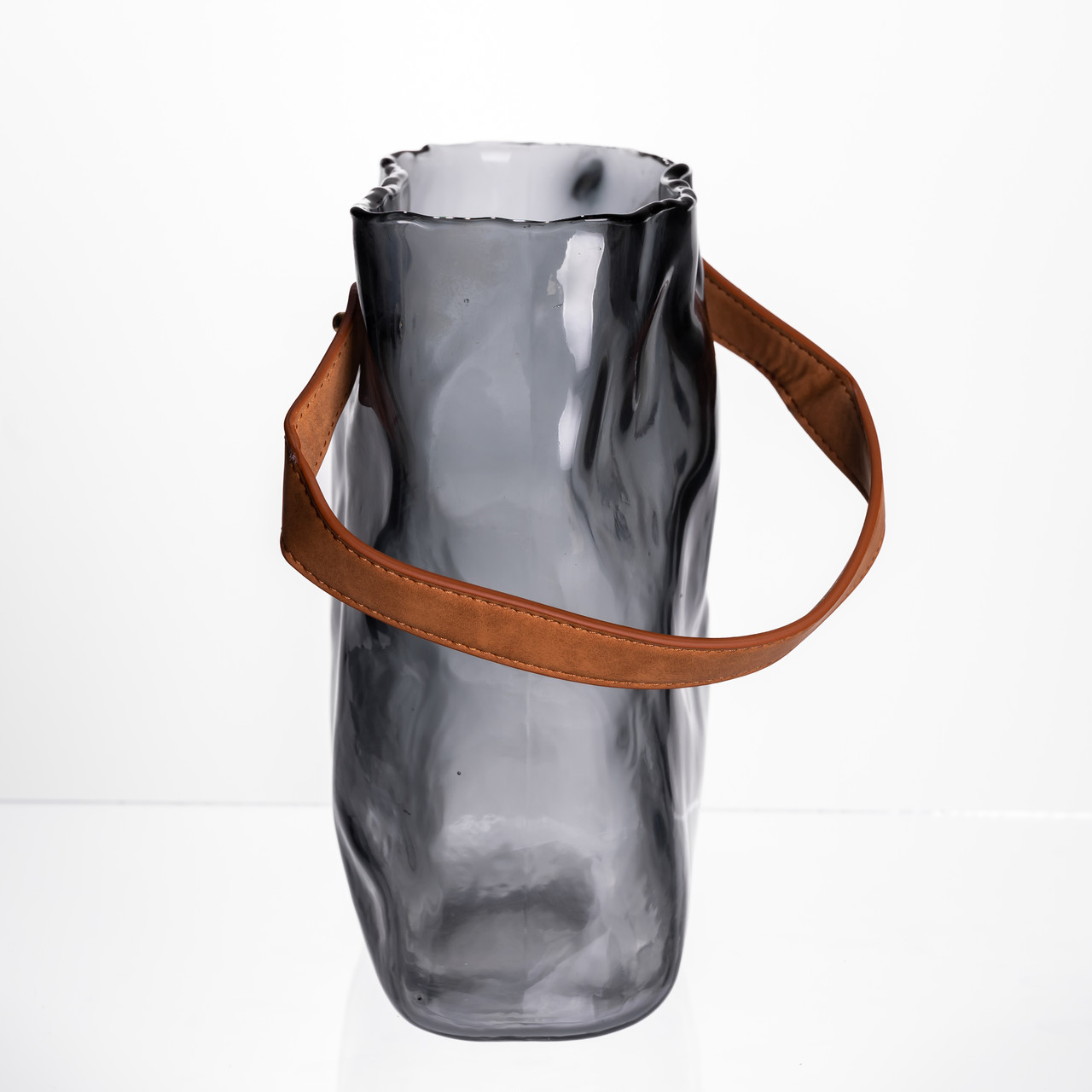 Подарункова скляна ваза сумочка з ручкою 18×9×25 (см) декоративна Сірий HP-19-157-2_HP-19-157-2_Milantium_3