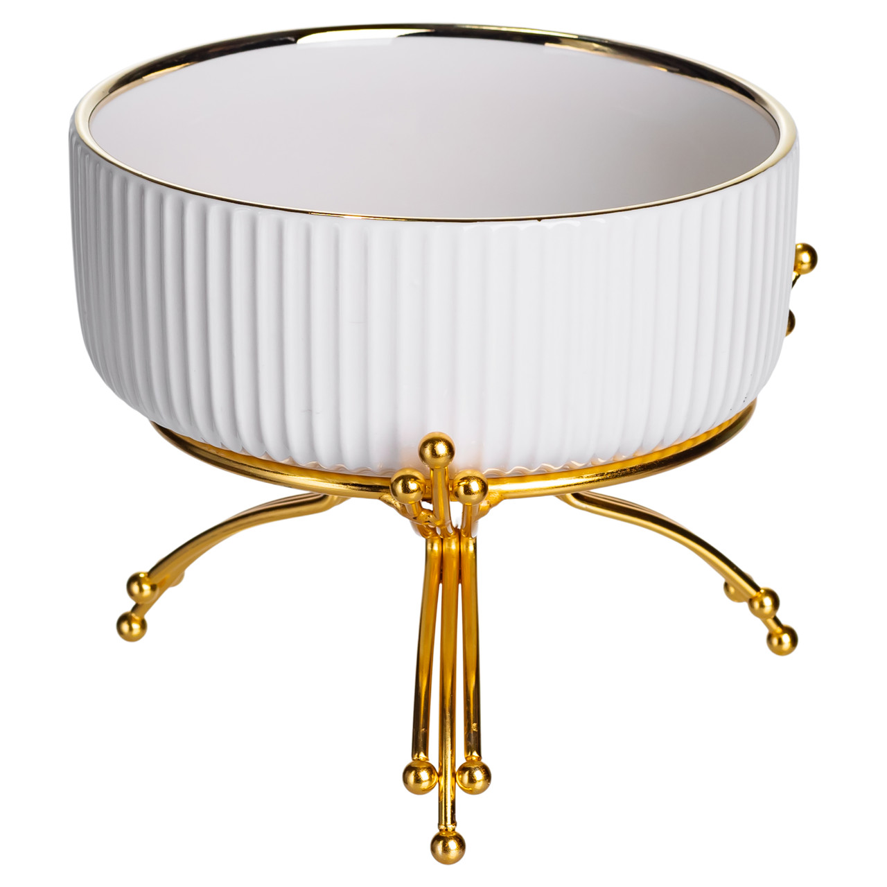 Салатник порцеляновий на металевій підставці Ø16 (см) тарілка для салату салатниця Золото LB-1568G – купити в Україні недорого