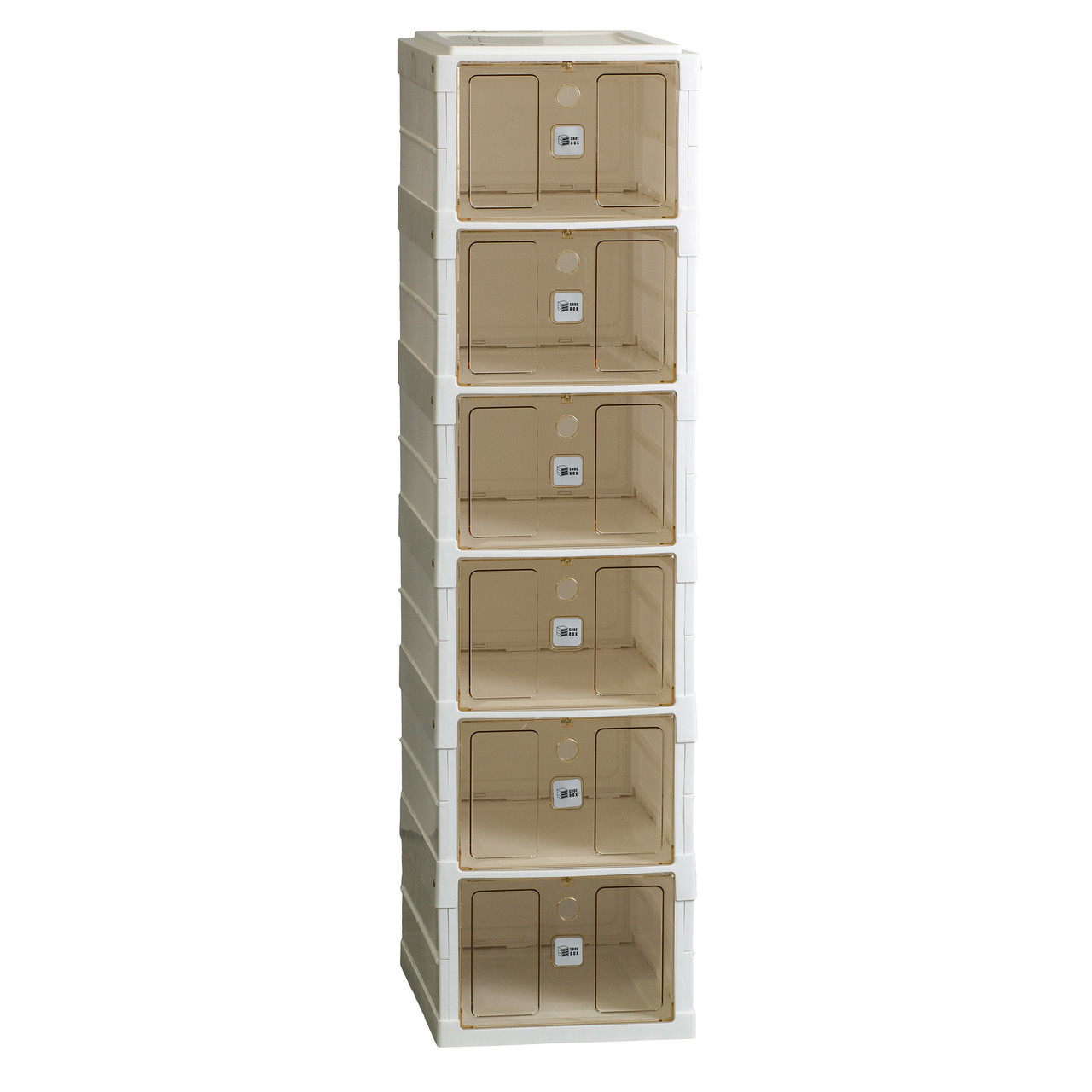 Шафа для взуття портативна пластикова 33 х 26 х 100 см на 6 полиць Біла HPS658 – купити в Україні недорого