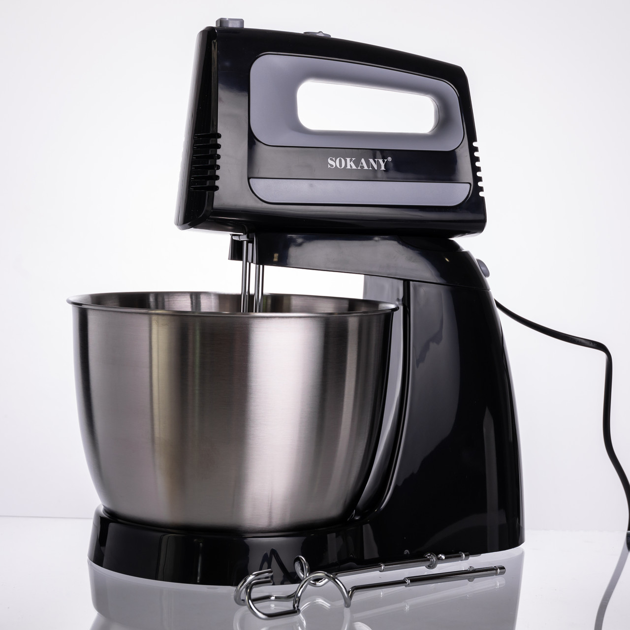Стаціонарний міксер Sokany CX-6622 з чашею 3,5 л, 400 Вт, 5 швидкостей, 2 насадки Чорний – купити в Україні недорого