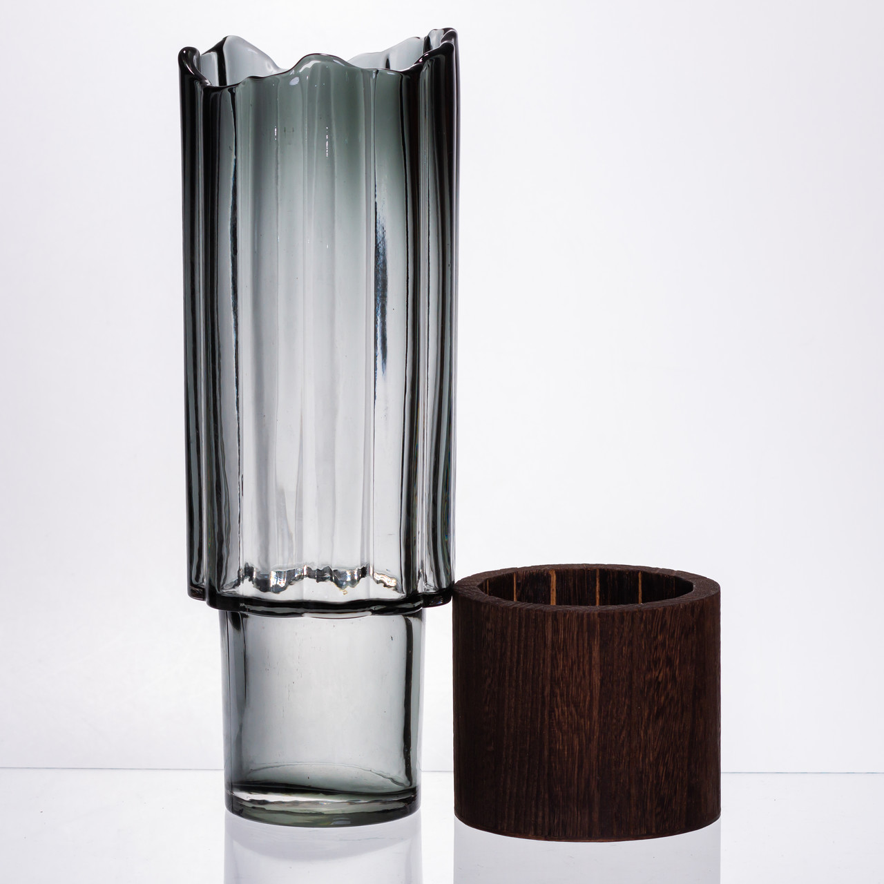 стильна ваза скло з деревом для квітів прозора HP-32-4_HP-32-4_Milantium_1