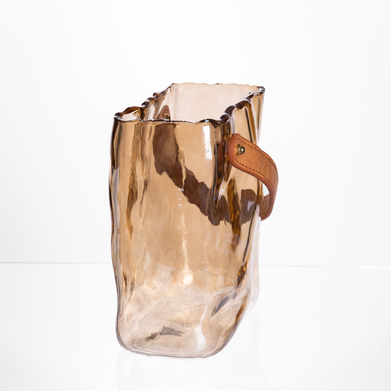 Скляна ваза сумочка з ручкою 16×8×18.5 (см) декоративна ваза для квітів 2 (л) Коричневий HP-19-156-1_HP-19-156-1_Milantium_5