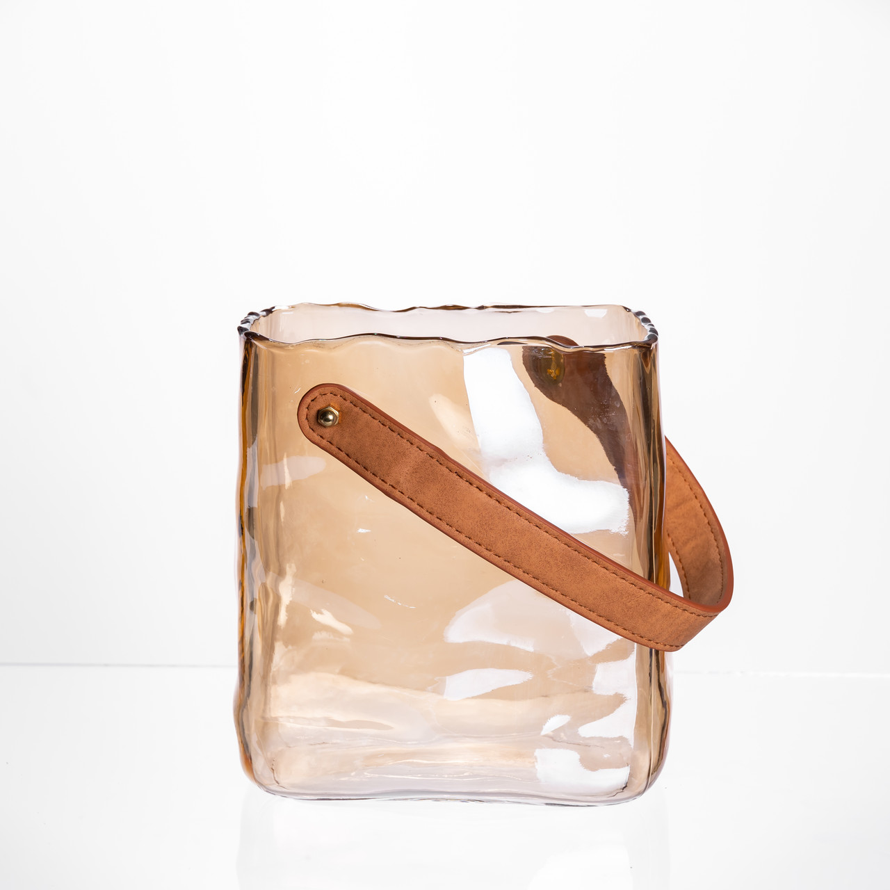 Скляна ваза сумочка з ручкою 16×8×18.5 (см) декоративна ваза для квітів 2 (л) Коричневий HP-19-156-1_HP-19-156-1_Milantium_6