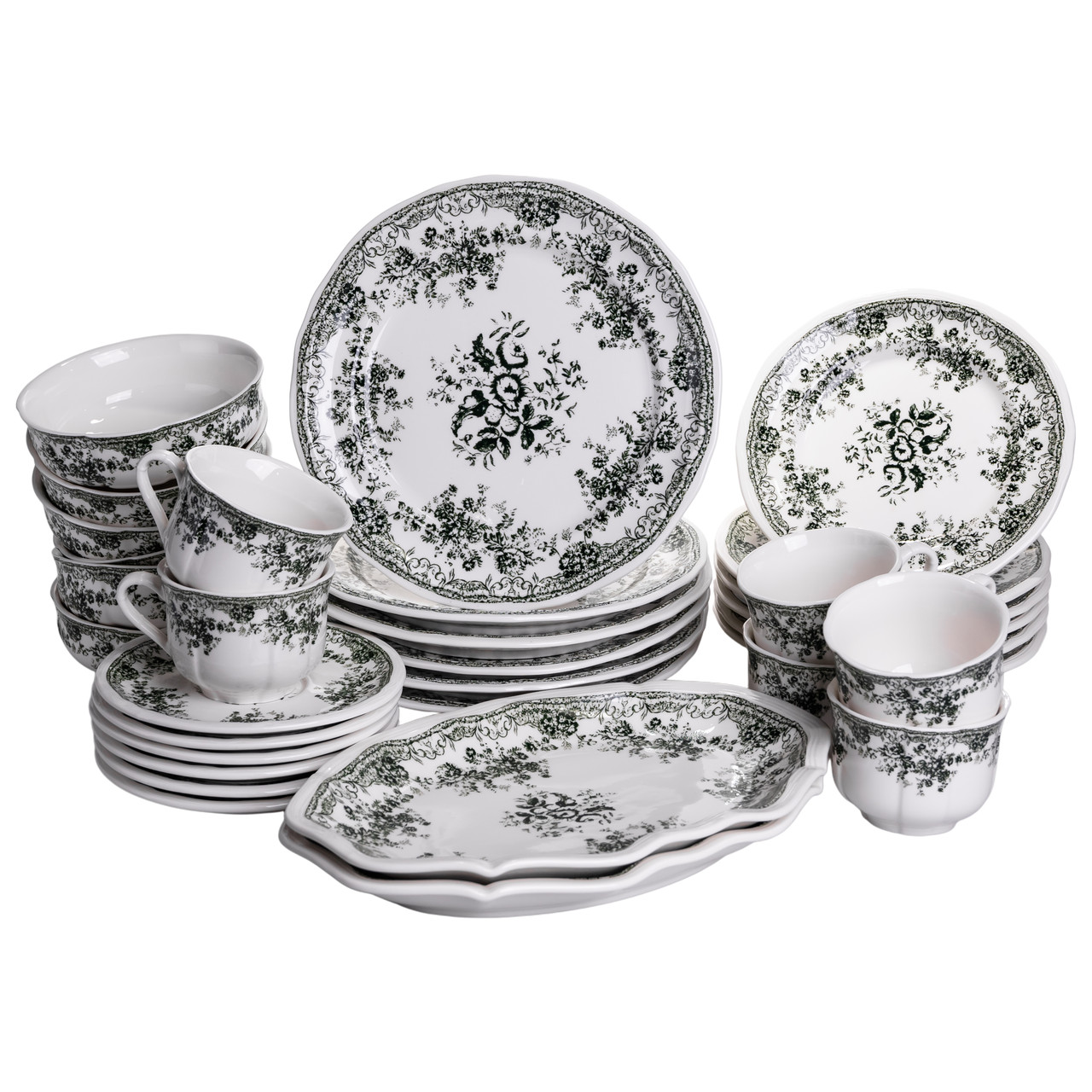 Столовий набір посуду 32 предмети на 6 осіб Vintage Elegant порцеляновий Чорний YY78-7A – купити в Україні недорого