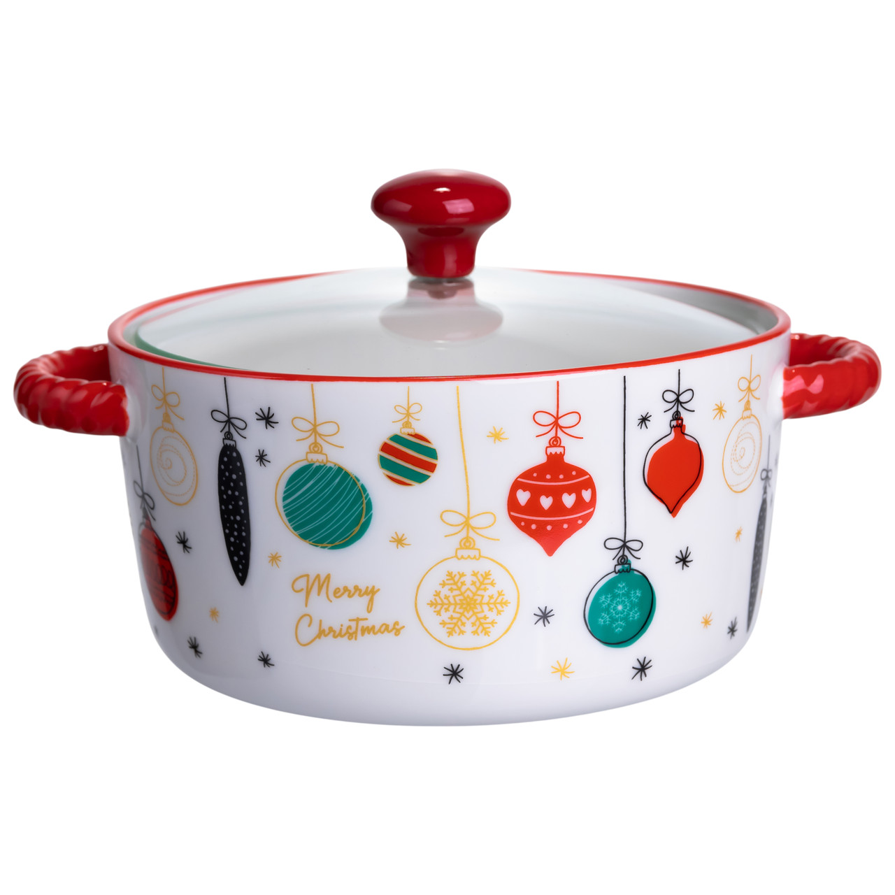 Супниця порцелянова Merry Christmas новорічна  800 (мл) з кришкою Yiwu FM-CS-9B – купити в Україні недорого