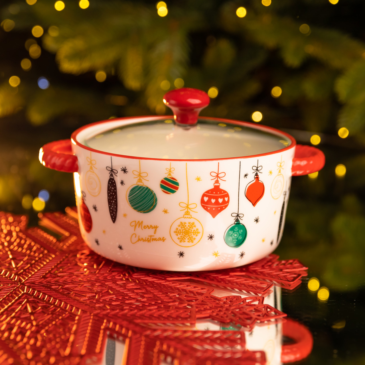 Супниця порцелянова Merry Christmas новорічна  800 (мл) з кришкою Yiwu FM-CS-9B_FM-CS-9B_Milantium_2