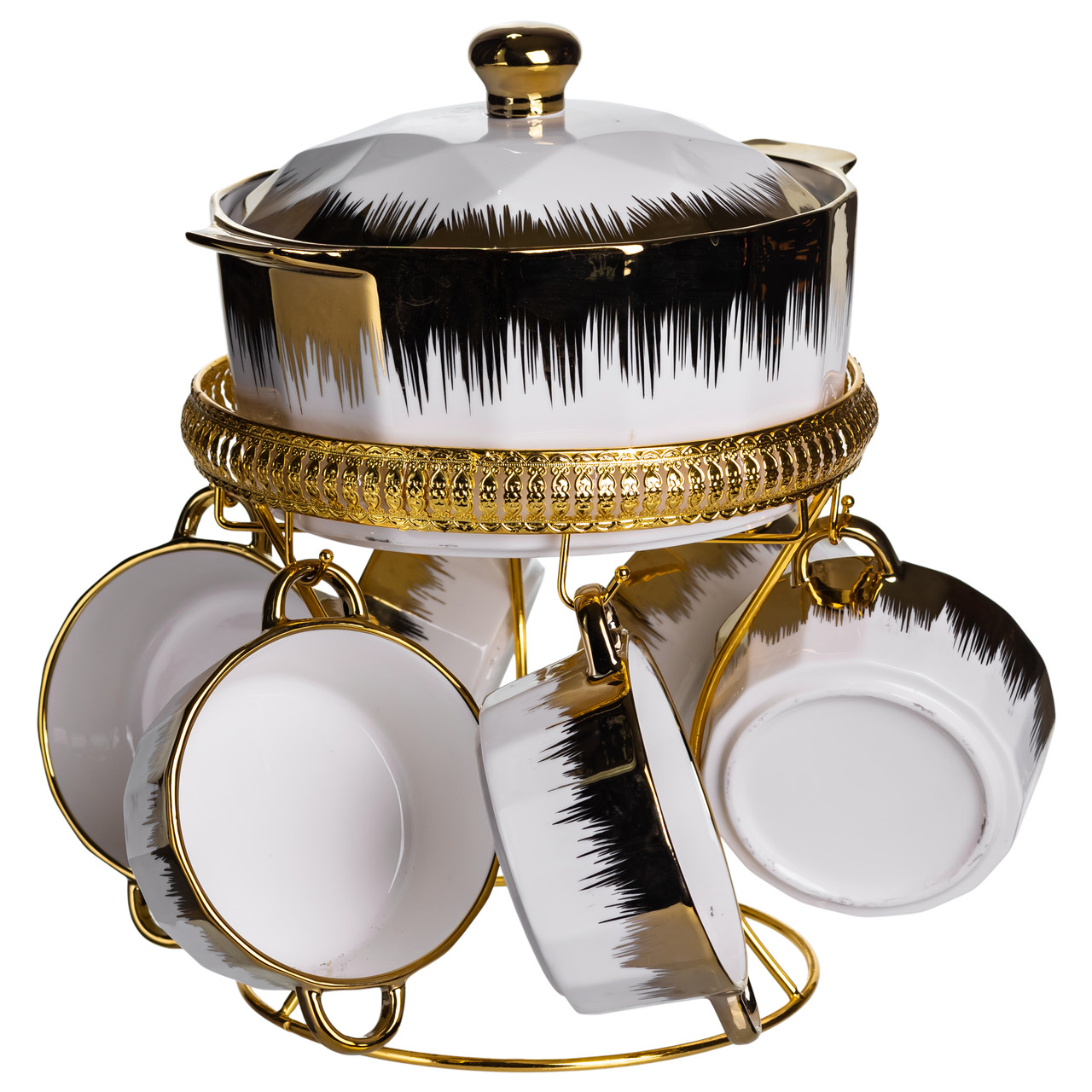 Суповий сервіз на 6 персон супниця 2 (л) на підставці з бульйонницями 300 (мл) тарілки для супу ML-T35 – купити в Україні недорого