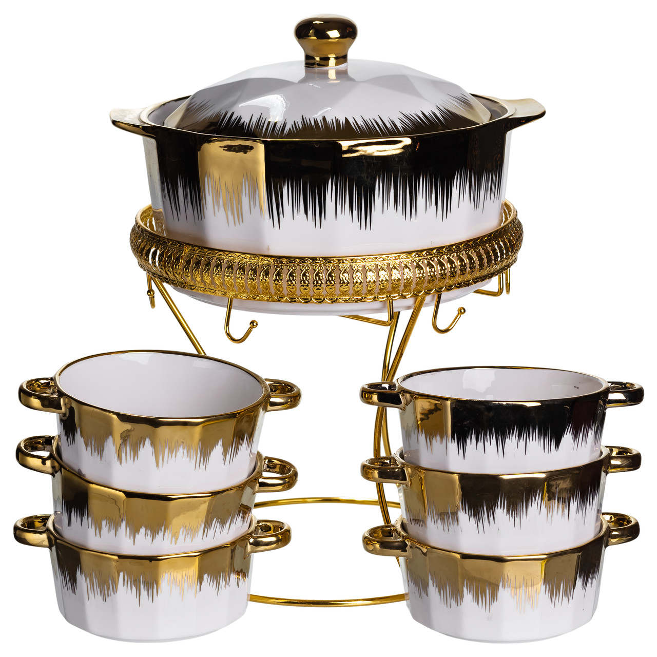 Суповий сервіз на 6 персон супниця 2 (л) на підставці з бульйонницями 300 (мл) тарілки для супу ML-T35_ML-T35_Milantium_2