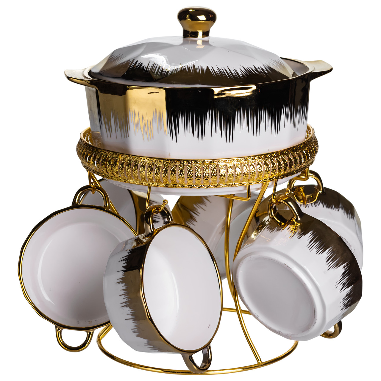 Суповий сервіз на 6 персон супниця 2 (л) на підставці з бульйонницями 300 (мл) тарілки для супу ML-T35_ML-T35_Milantium_6