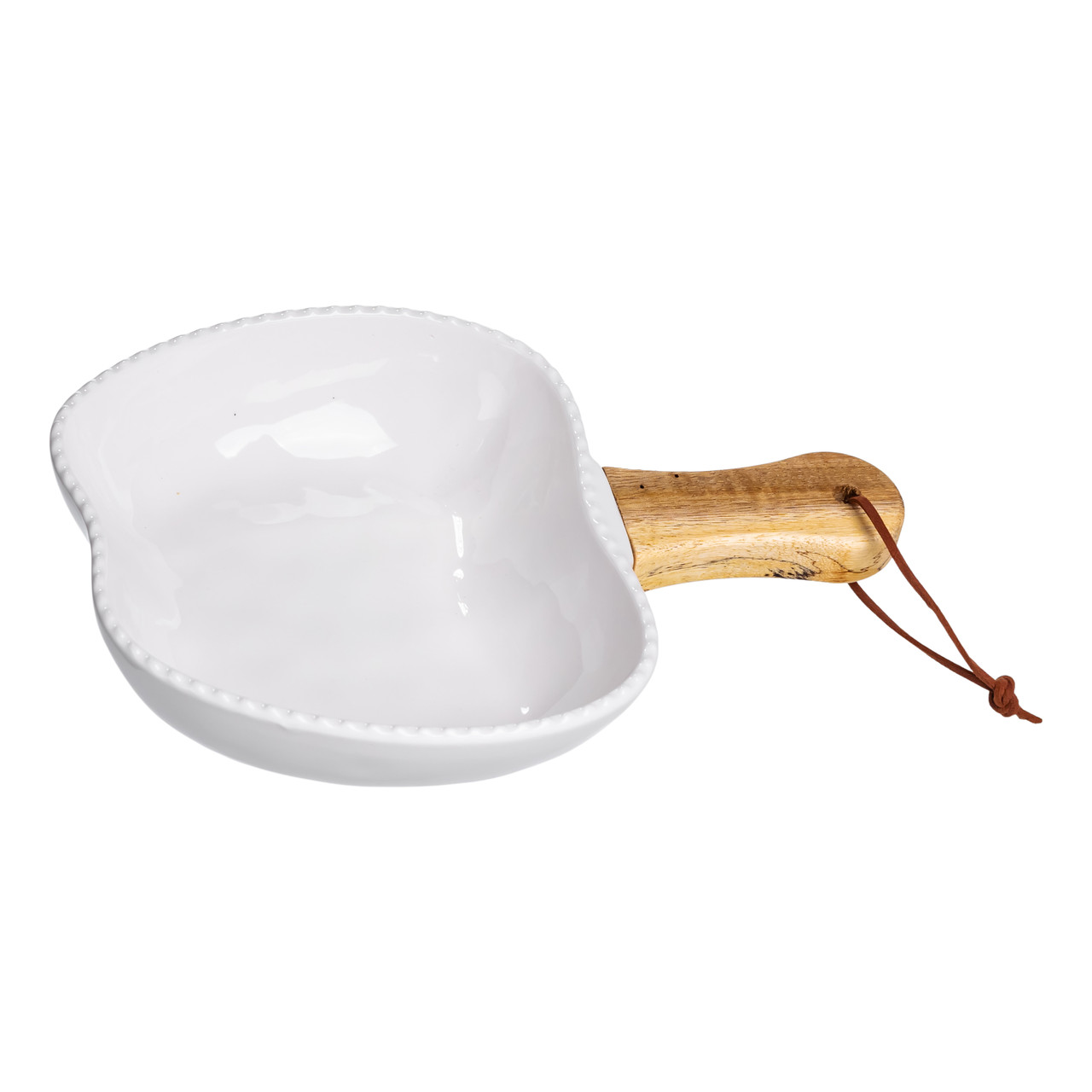 Тарілка порцелянова глибока з ручкою Яблуко 23×16×4 (см) блюдо сервірувальне з ручкою для подачі тарілка сковорода Білий ZJH-15-5_ZJH-15-5_Milantium_1