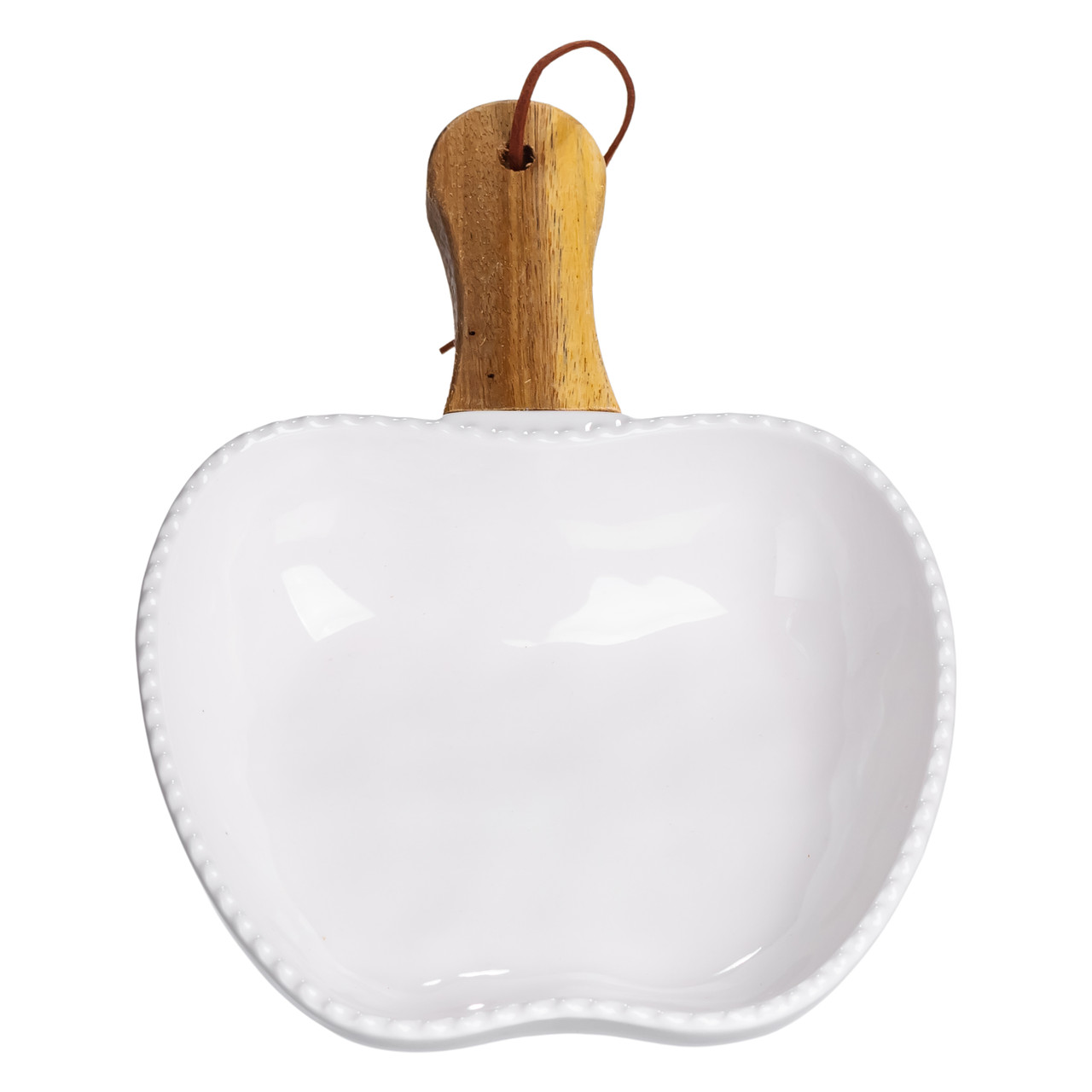 Тарілка порцелянова глибока з ручкою Яблуко 23×16×4 (см) блюдо сервірувальне з ручкою для подачі тарілка сковорода Білий ZJH-15-5_ZJH-15-5_Milantium_2