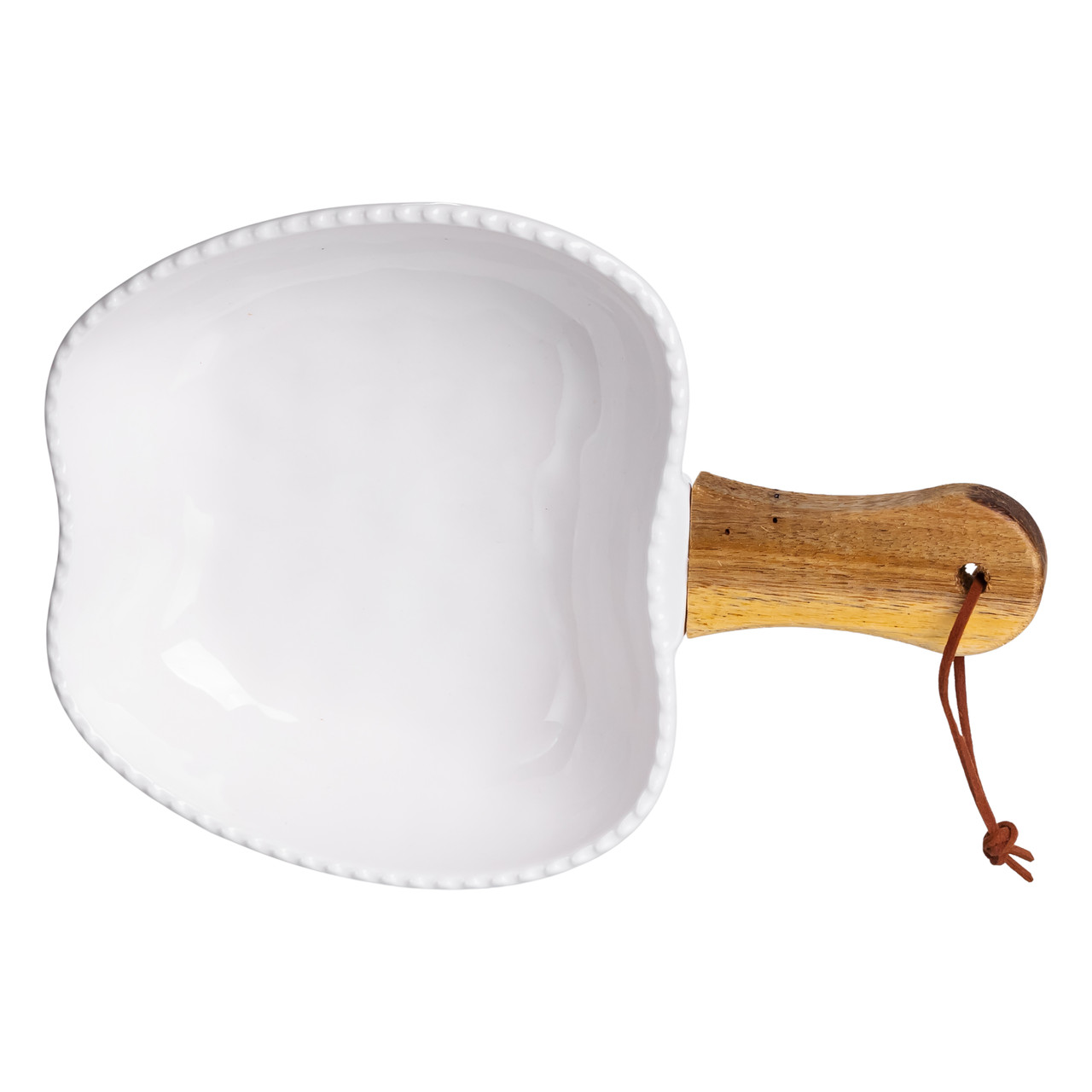 Тарілка порцелянова глибока з ручкою Яблуко 23×16×4 (см) блюдо сервірувальне з ручкою для подачі тарілка сковорода Білий ZJH-15-5_ZJH-15-5_Milantium_3