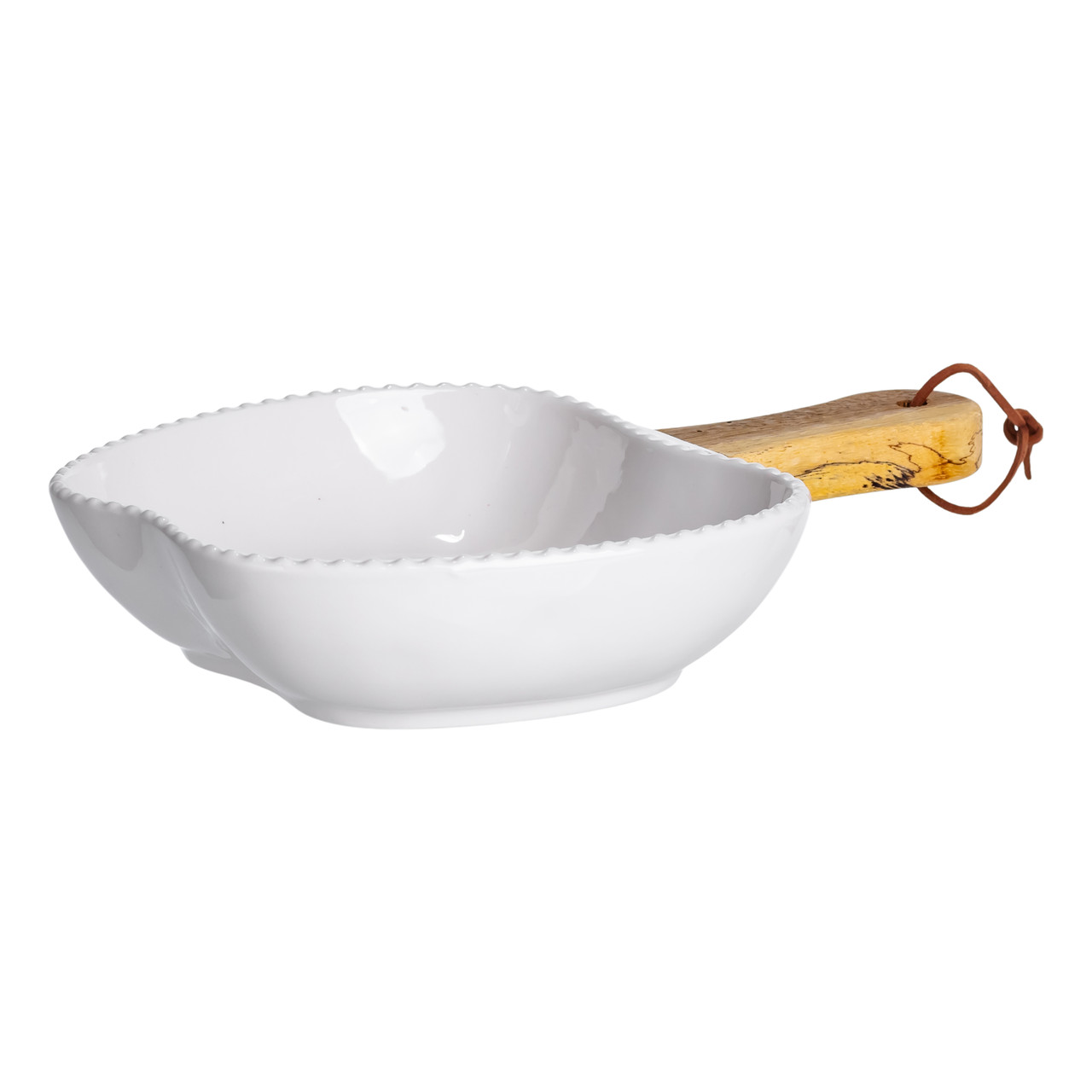 Тарілка порцелянова глибока з ручкою Яблуко 23×16×4 (см) блюдо сервірувальне з ручкою для подачі тарілка сковорода Білий ZJH-15-5_ZJH-15-5_Milantium_4