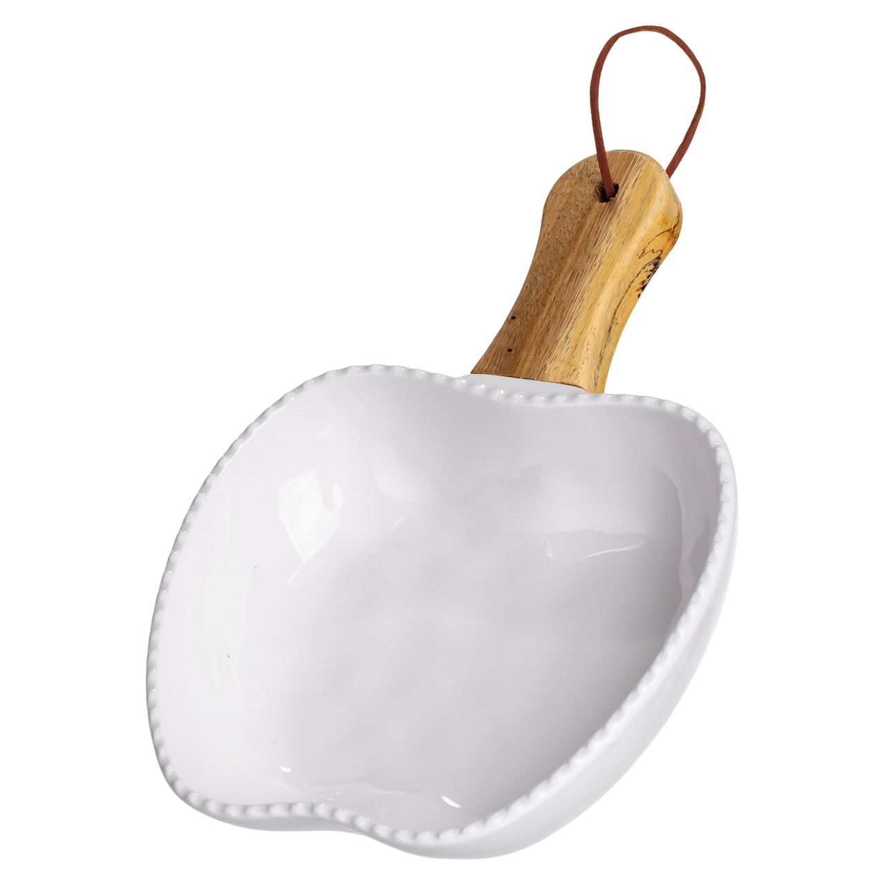 Тарілка порцелянова глибока з ручкою Яблуко 23×16×4 (см) блюдо сервірувальне з ручкою для подачі тарілка сковорода Білий ZJH-15-5_ZJH-15-5_Milantium_5