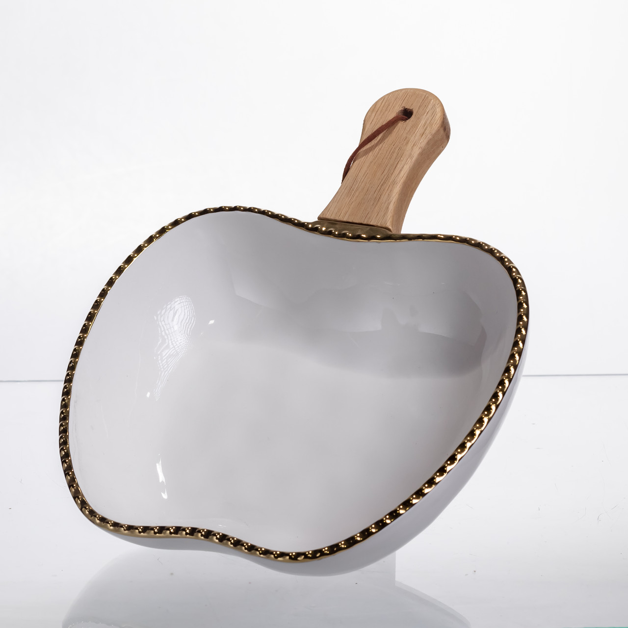 Тарілка порцелянова глибока з ручкою Яблуко 25×20×5 (см) з ручкою Золото ZJH-14-2 – купити в Україні недорого