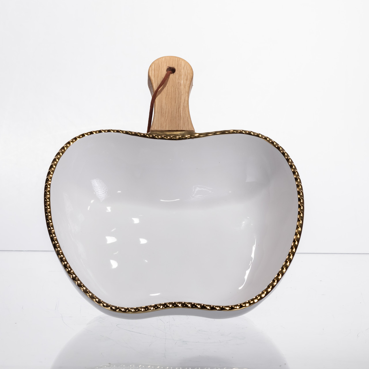 Тарілка порцелянова глибока з ручкою Яблуко 25×20×5 (см) з ручкою Золото ZJH-14-2_ZJH-14-2_Milantium_2