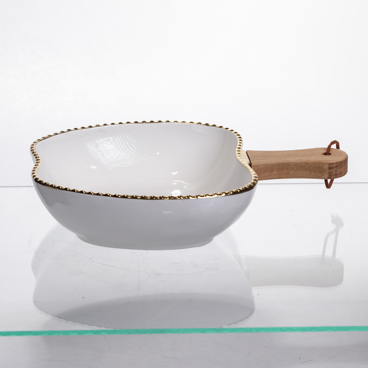 Тарілка порцелянова глибока з ручкою Яблуко 25×20×5 (см) з ручкою Золото ZJH-14-2_ZJH-14-2_Milantium_4