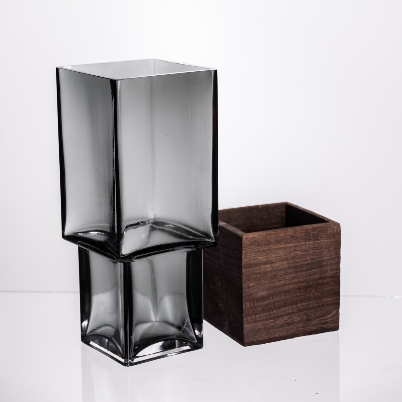 Ваза для квітів квадратная скляна 10×10×25 (см) декоративна ваза 1.5 (л) із товстого скла HP-19-160-3_HP-19-160-3_Milantium_2