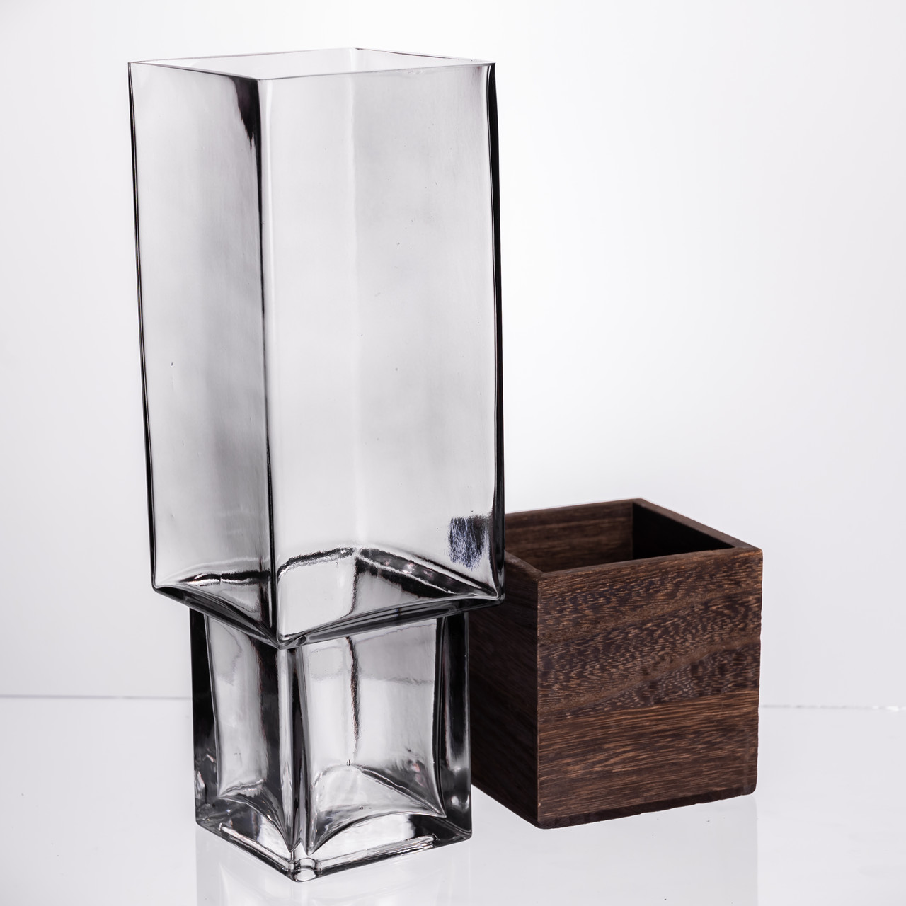 Ваза для квітів квадратна скляна 10×10×30 (см) декоративна HP-19-160-4_HP-19-160-4_Milantium_3