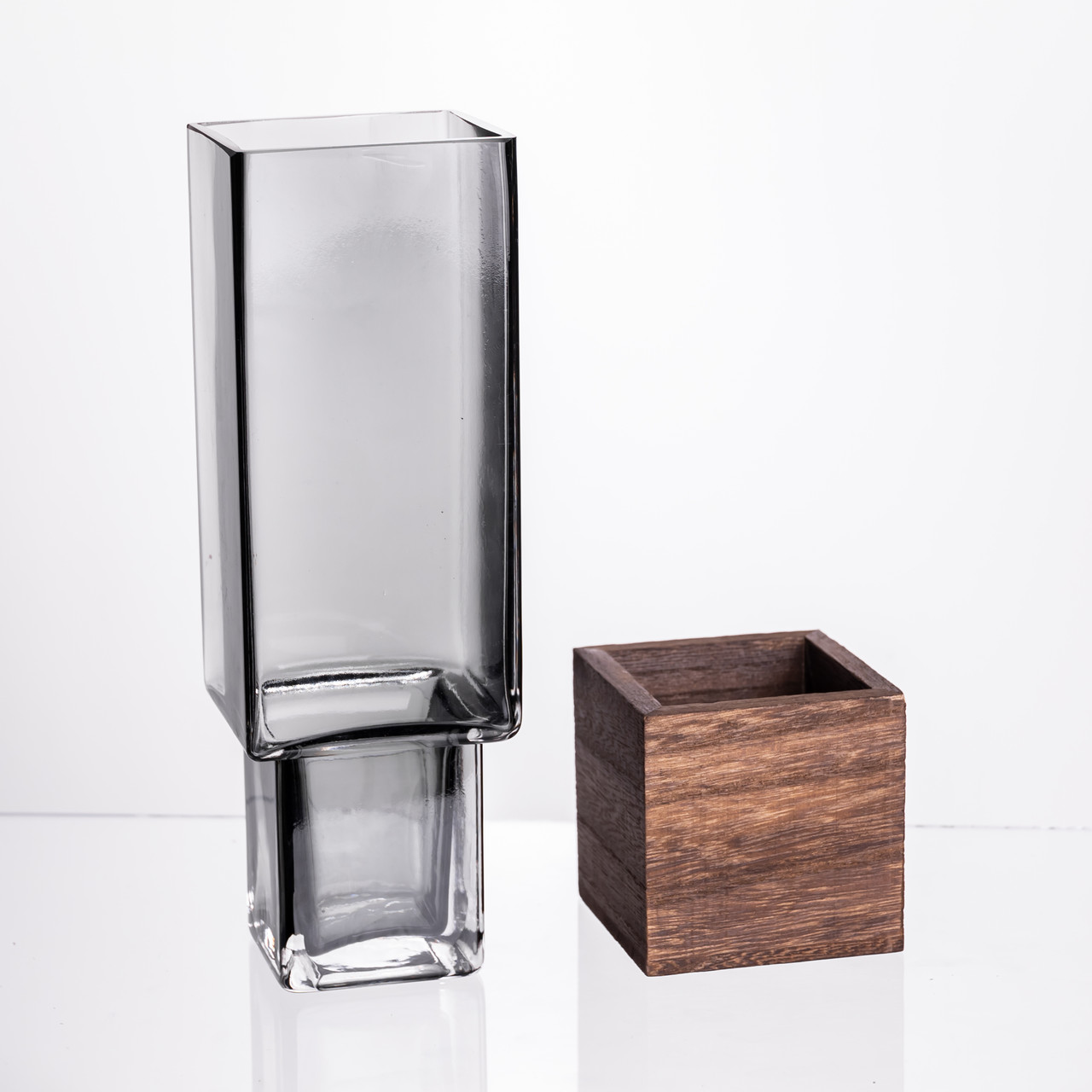 Ваза для квітів квадратная скляна 8×8×25 (см) декоративна ваза 900 (мл) із товстого скла HP-19-160-2_HP-19-160-2_Milantium_3