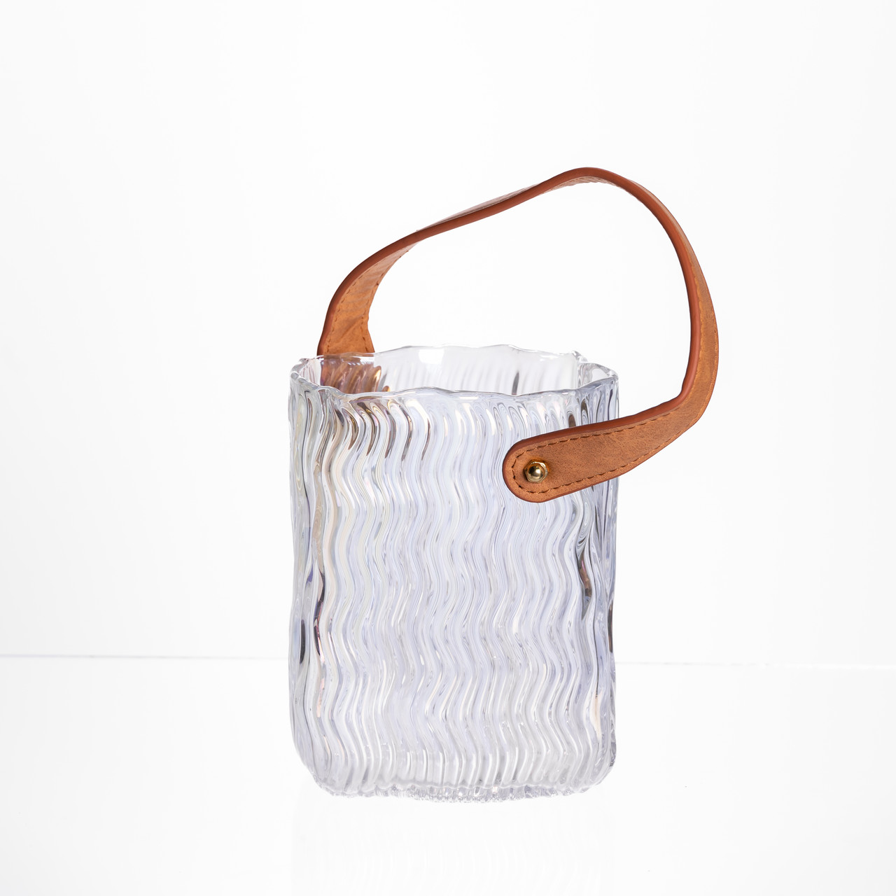 Ваза сумочка з ручкою 12×8.5×16 (см) декоративна скляна ваза для квітів 800 (мл) Прозорий HP-19-154-3 – купити в Україні недорого