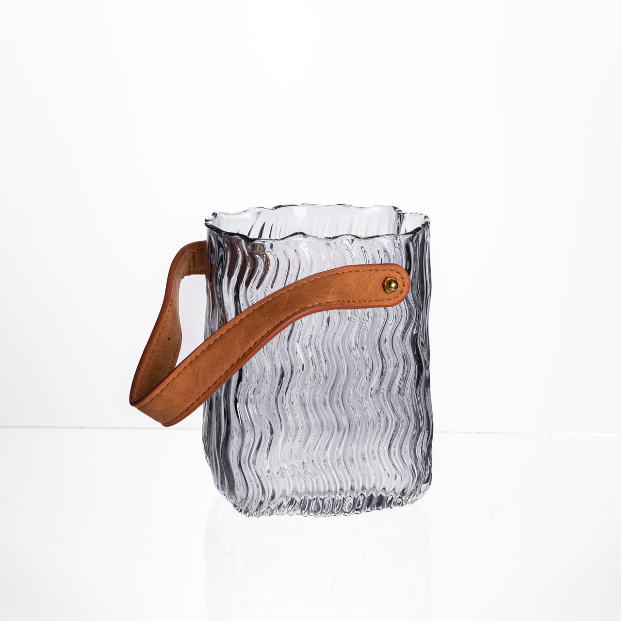 Ваза сумочка з ручкою 12×8.5×16 (см) декоративна скляна ваза для квітів 800 (мл) Серый HP-19-154-2_HP-19-154-2_Milantium_4