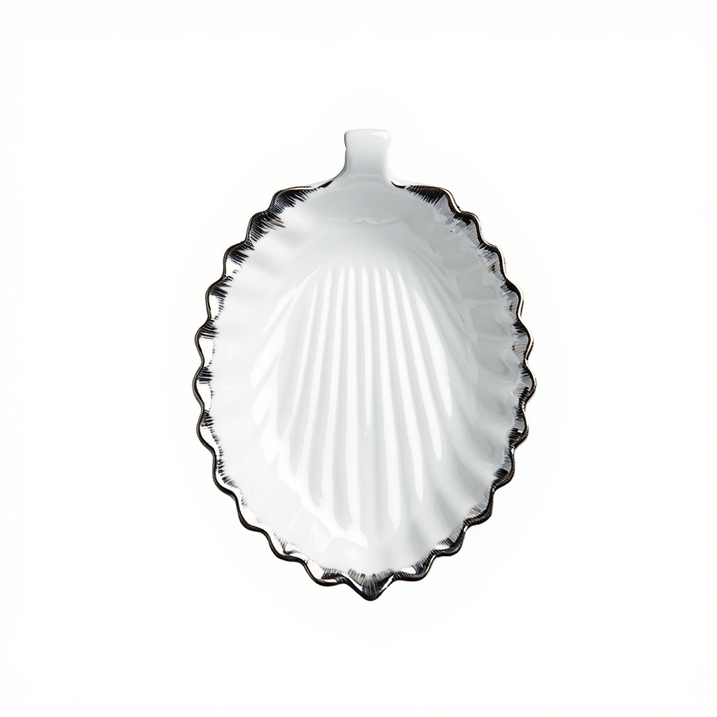 Декоративне блюдо Лист 31 см біле з чорним кантом 2553-1S – купити в Україні недорого