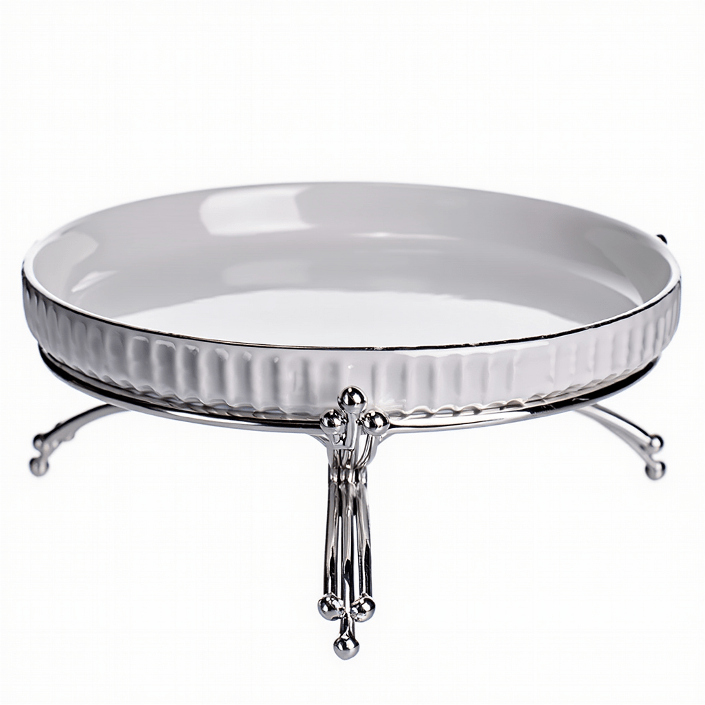 Фруктовниця порцелянова на металевій підставці Ø20 (см) кругла Золото LB-1570G_LB-1570G_Milantium_1