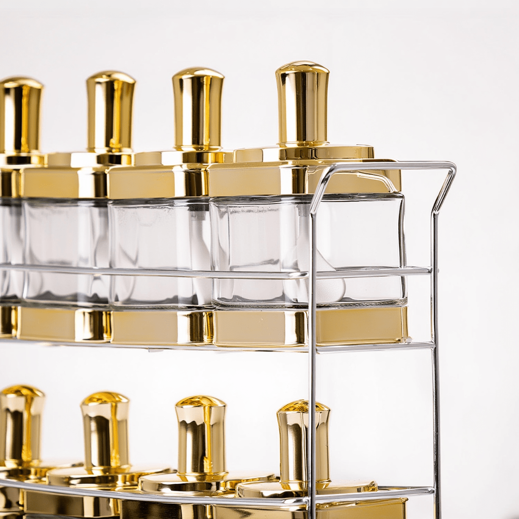 Набір ємностей для спецій на підставці 8 шт. (350 мл) Gold HP-1338_HP-1338_Milantium_2