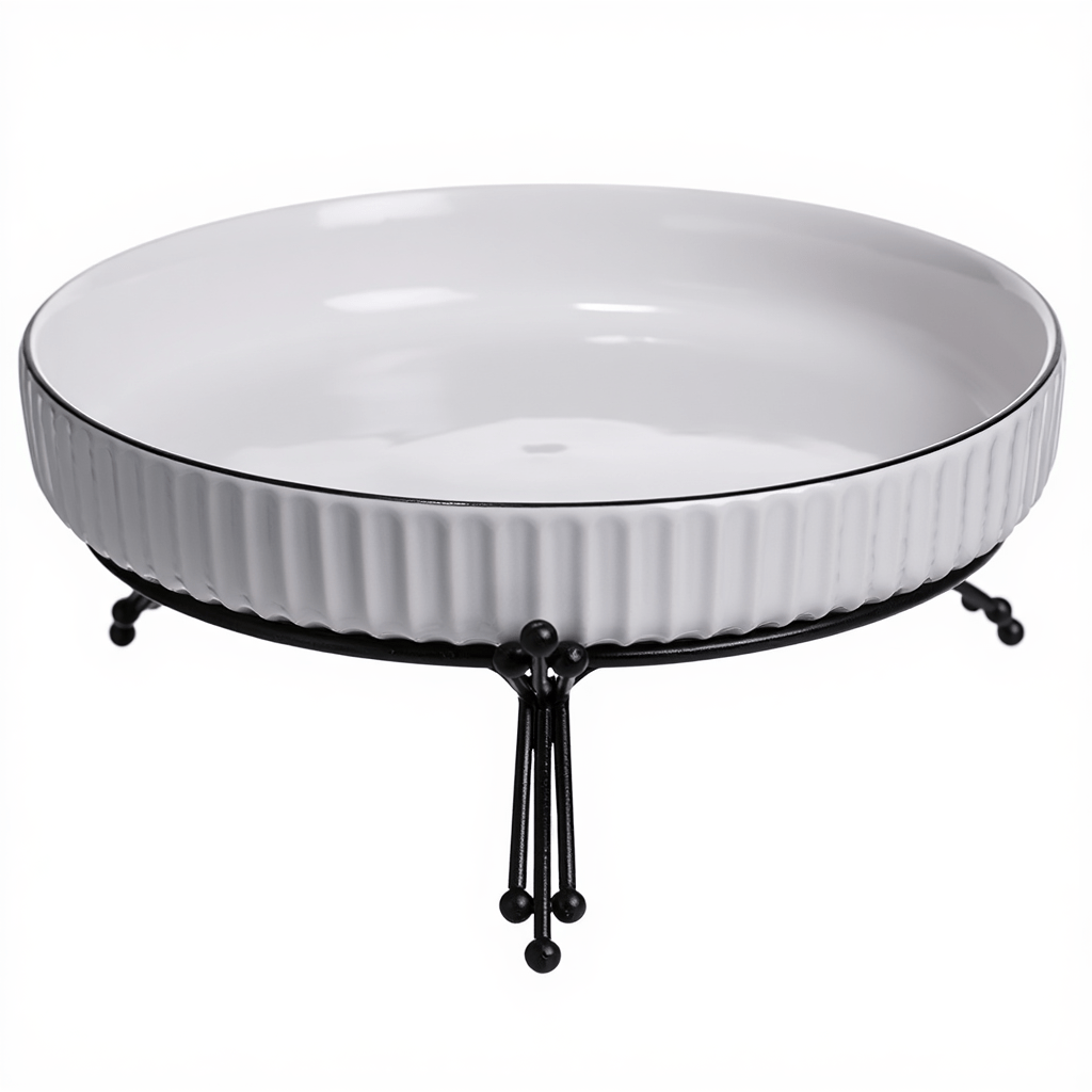 Фруктовниця порцелянова на металевій підставці 22.5 см Чорний LB-1571B_LB-1571B_Milantium_1