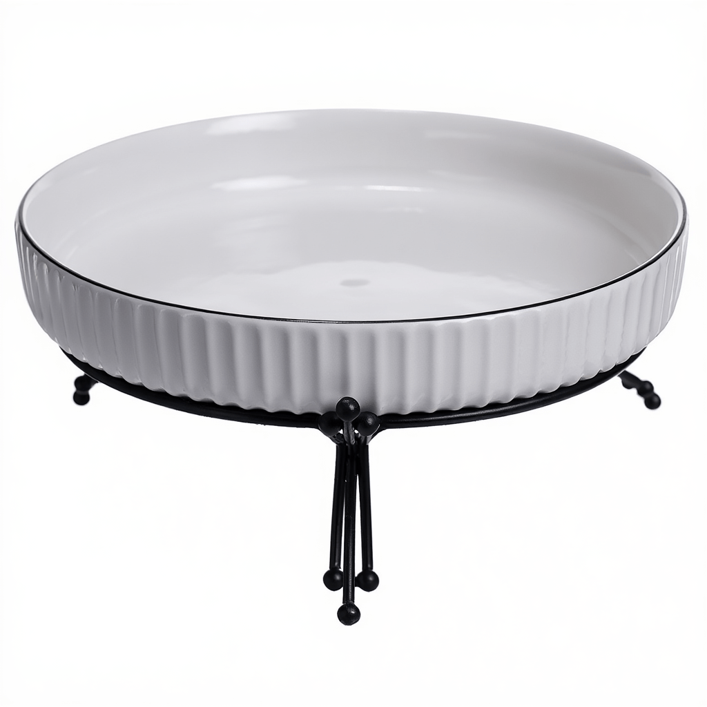 Фруктовниця порцелянова на металевій підставці 22.5 см Чорний LB-1571B_LB-1571B_Milantium_4